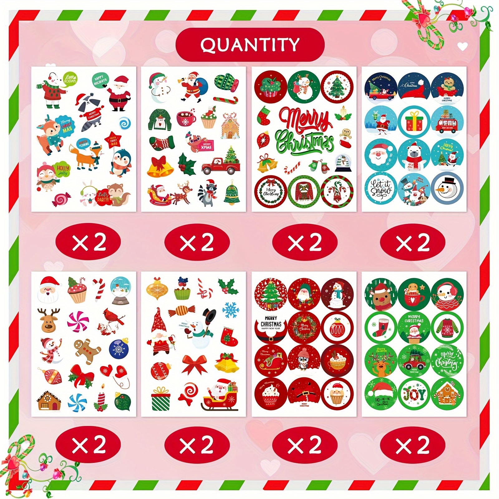 160pcs Holiday Stickers 2023 Christmas Theme Stickers For Kids Santa Claus  Stocking Stickers Christmas Ornament Stickers Bulk Pack Party Gifts For Adu
