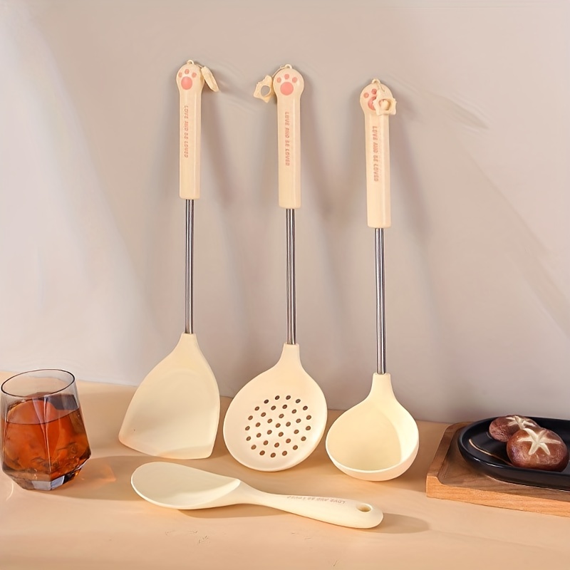 Cute Cat Paw Silicone Spatula Set Non stick Pot Spatula - Temu