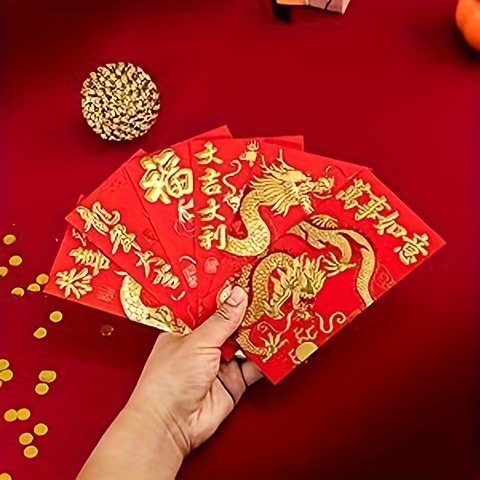 Gold Foil Chinese Red Envelopes Lucky Money Envelopes 2024 - Temu