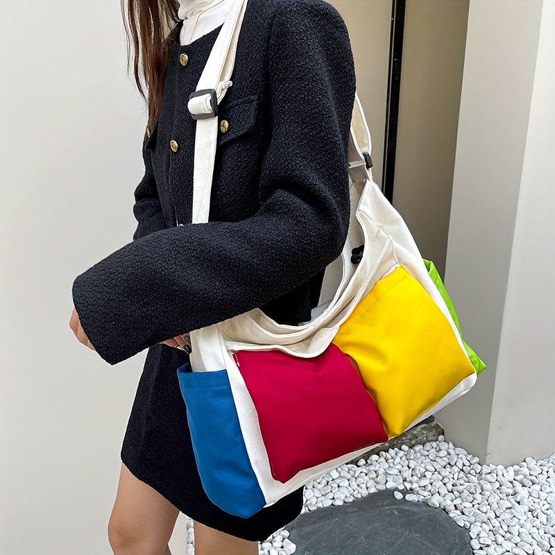 Casual Canvas Crossbody Bag, Simple Solid Color Messenger Bag, Small  Shoulder Flap Purse - Temu