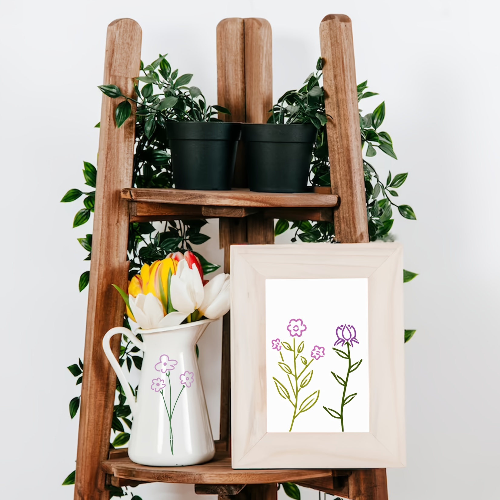 Botanical Flower Stencils For Crafts Small Wildflower Floral - Temu