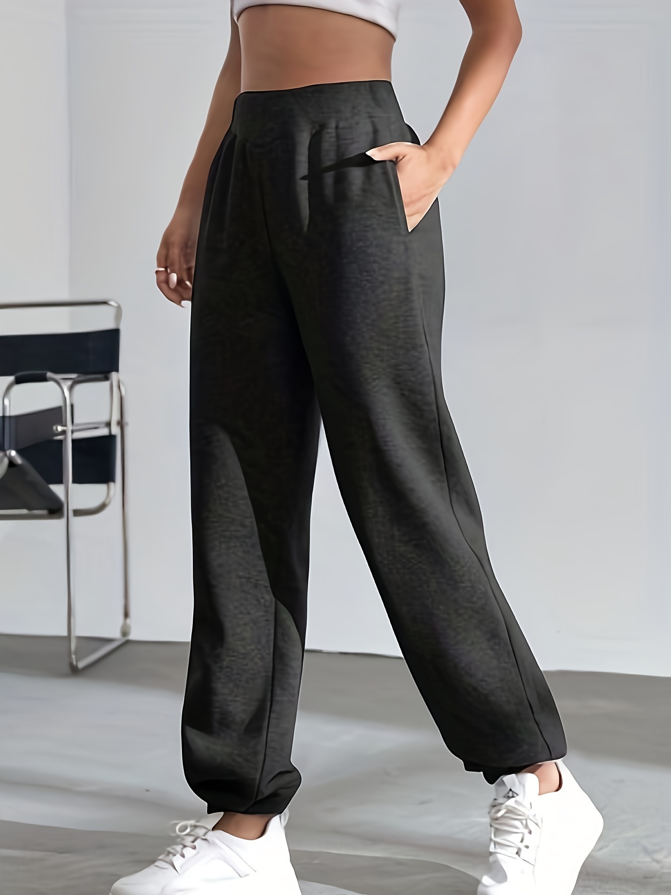 Solid Jogging Gym Pants Versatile Comfy Loose Sweatpants - Temu Canada