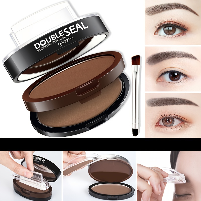 

Double-layer 2-color Lazy Stamp Eyebrow Powder Long-lasting Waterproof Sweatproof Colorfast Natural Smudge Proof Eyebrow Powder For Beginner Women