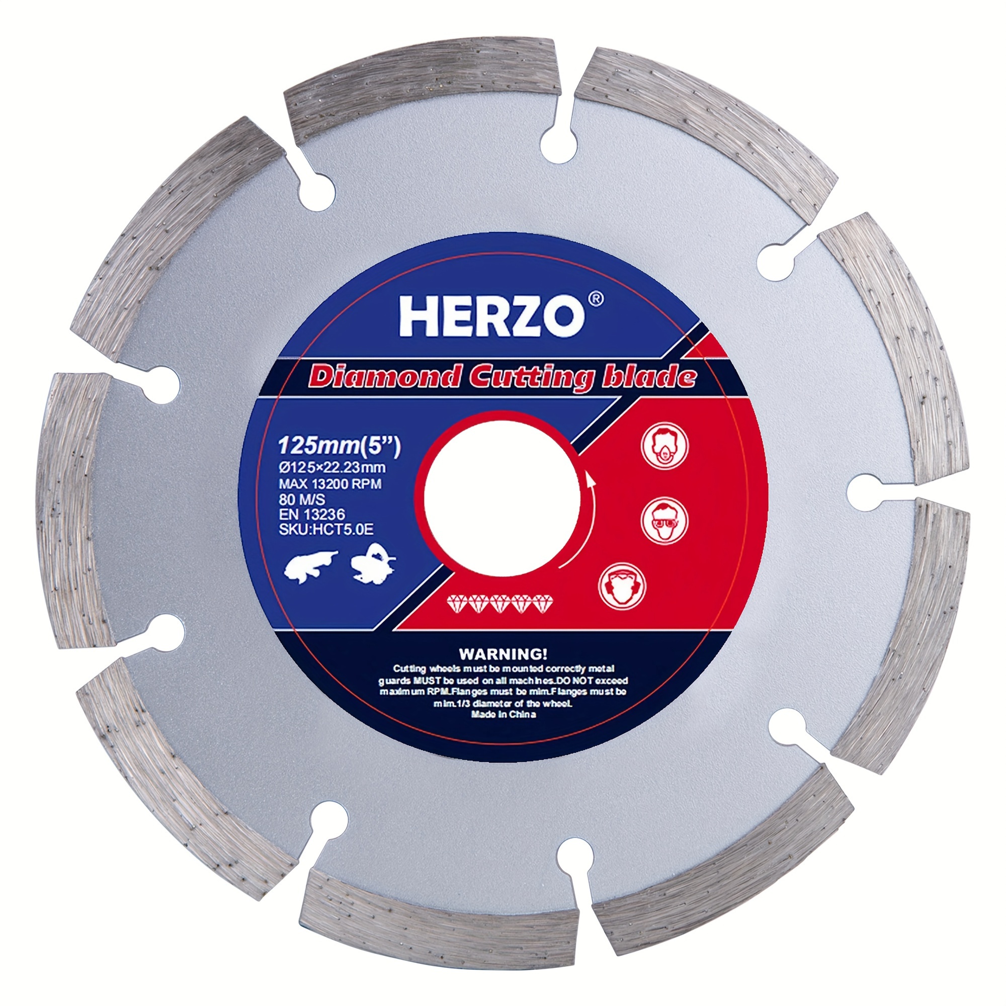 

Herzo 125mm Diamond Cutting Disc, 125mmx22.23mm, For Cutting Masonry, Brick, Reinforced Concrete And Stone
