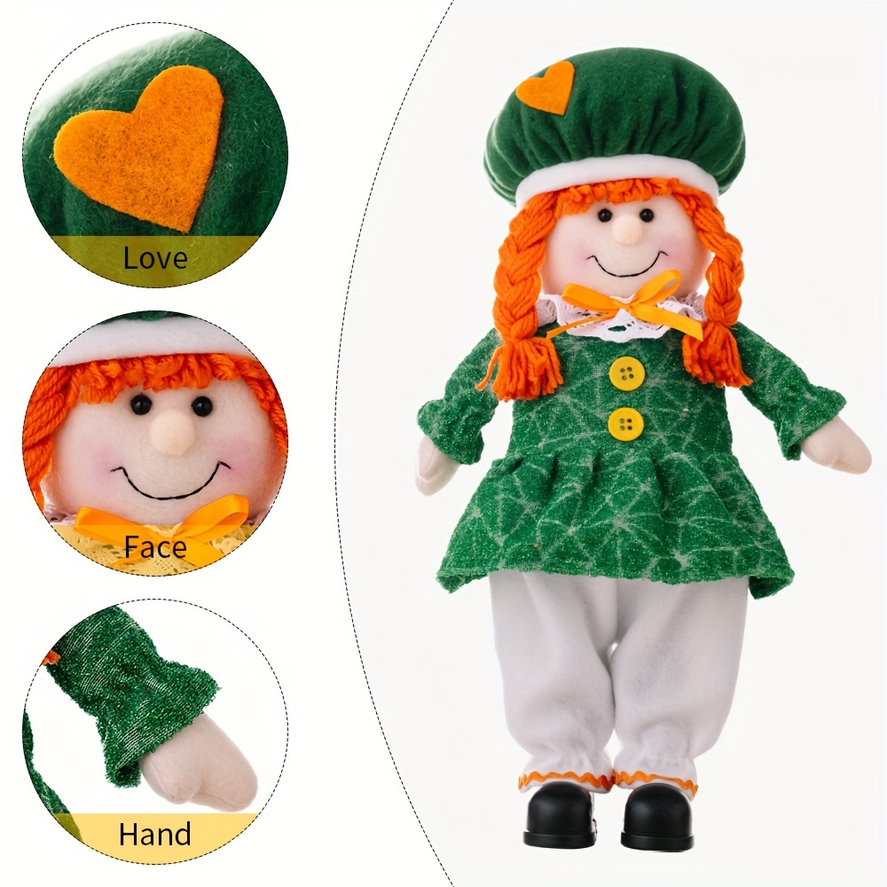 Ramiter Irish Festival Green Plush Decor Plush Doll Irish Festival Figurine  Home Table Ornaments Cute Doll 