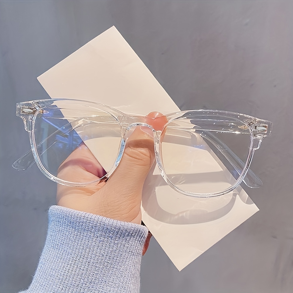 Fashion Women Square Clear Glasses Reading Eyeglasses Optical Glasses Frames  Big Chain Transparent Eyewear Blue Film Flat Mirror - AliExpress