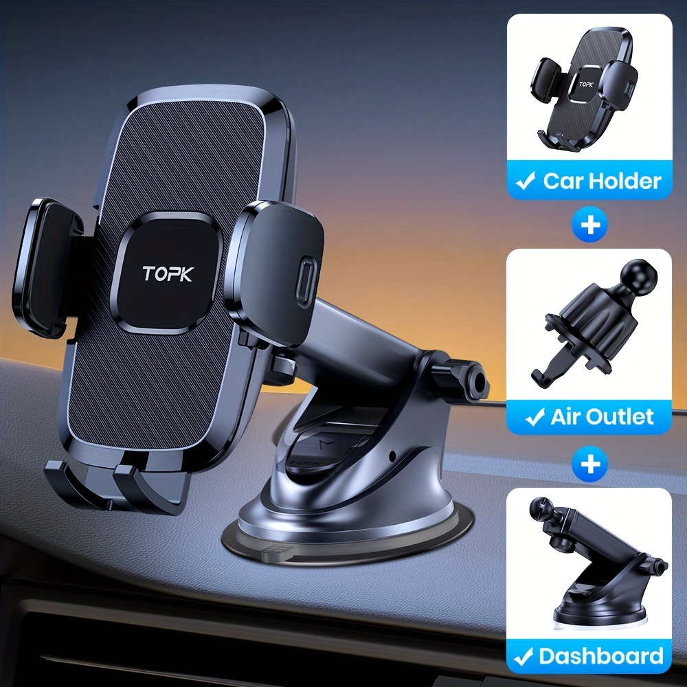 Rotatable and Retractable Car Phone Holder - Phone Mount for Car Cell Phone Holder for Car Easy One Touch Mini Vent Mount Windshield Phone Holder