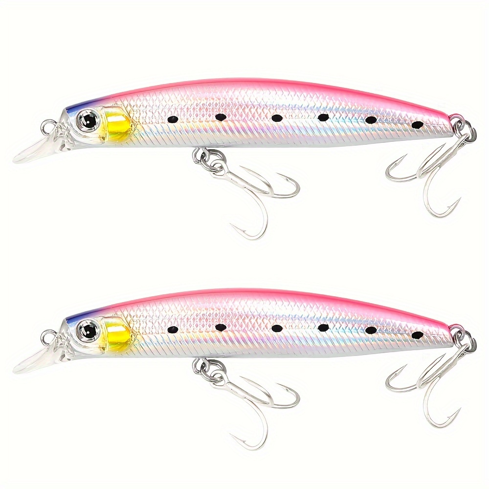 Slow Sinking Minnow Lure Bass Tuna Hard Bait Treble Hook
