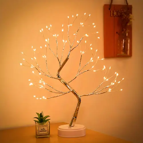 50,8 cm Tischbonsai-Baumlicht mit 108 LED-Kupferdraht-Lichterketten, DIY  künstliche Baumlampe, batterie-/USB-betrieben, für