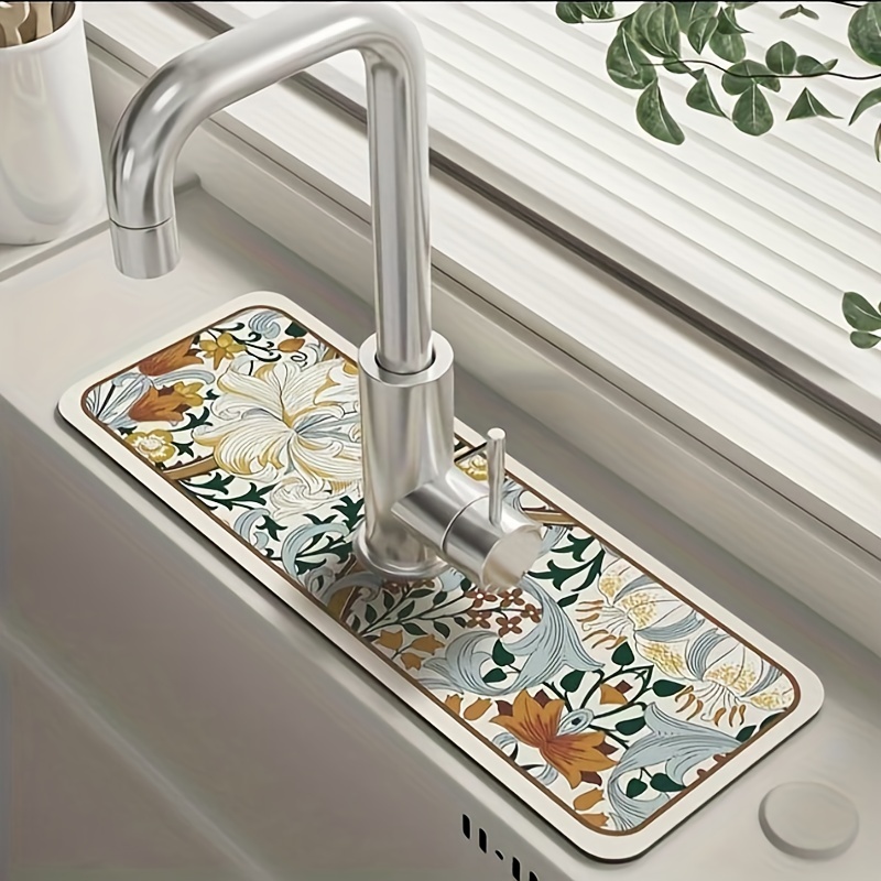 Faucet Drain Mat, Kitchen Sink Splash Guard, Diatom Mud Faucet Handle Drip  Tray, Non-slip Kitchen Protective Gadget, Sink Accessories - Temu