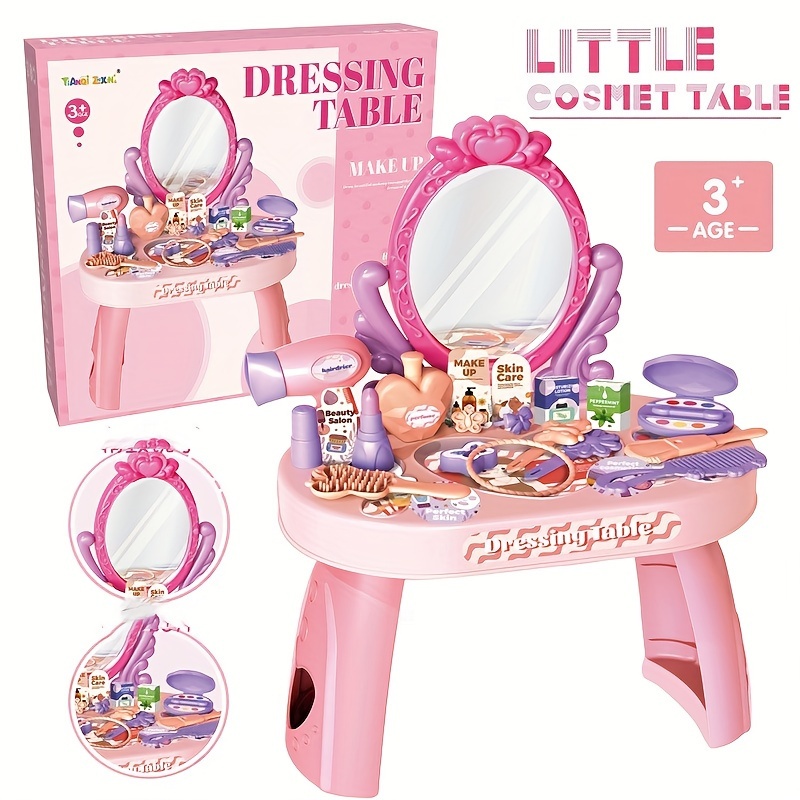 Mesa de tocador de maquillaje con espejo iluminado, tocador  compacto con 5 cajones grandes para mujeres y niñas (blanco) : Hogar y  Cocina