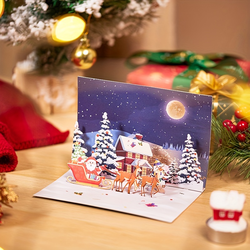 1 Pièce Carte Pop up De Joyeux Noël Avec Enveloppe Carte De - Temu France