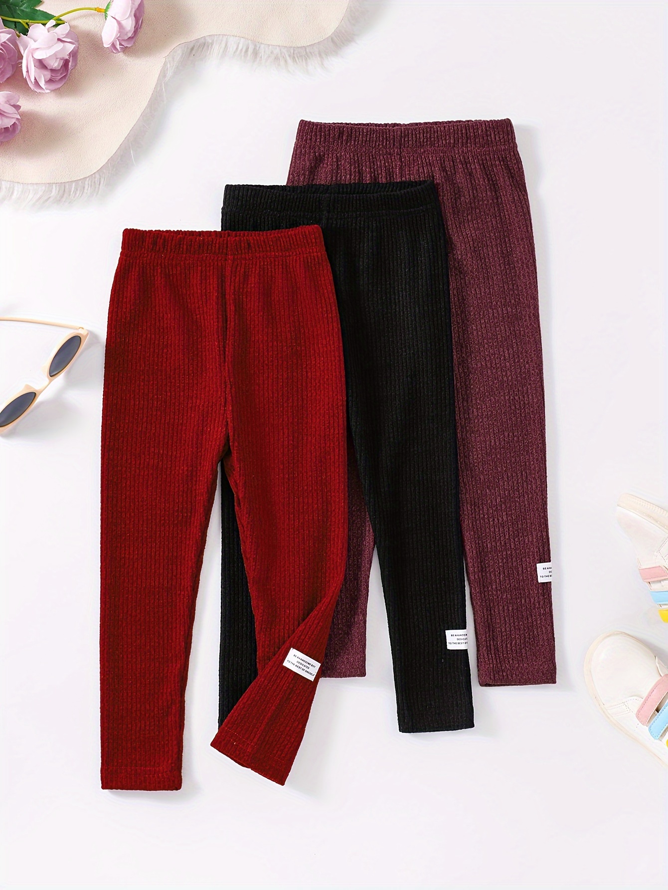 Girls Stirrup Leggings Bowknot Solid Color Cute Versatile - Temu