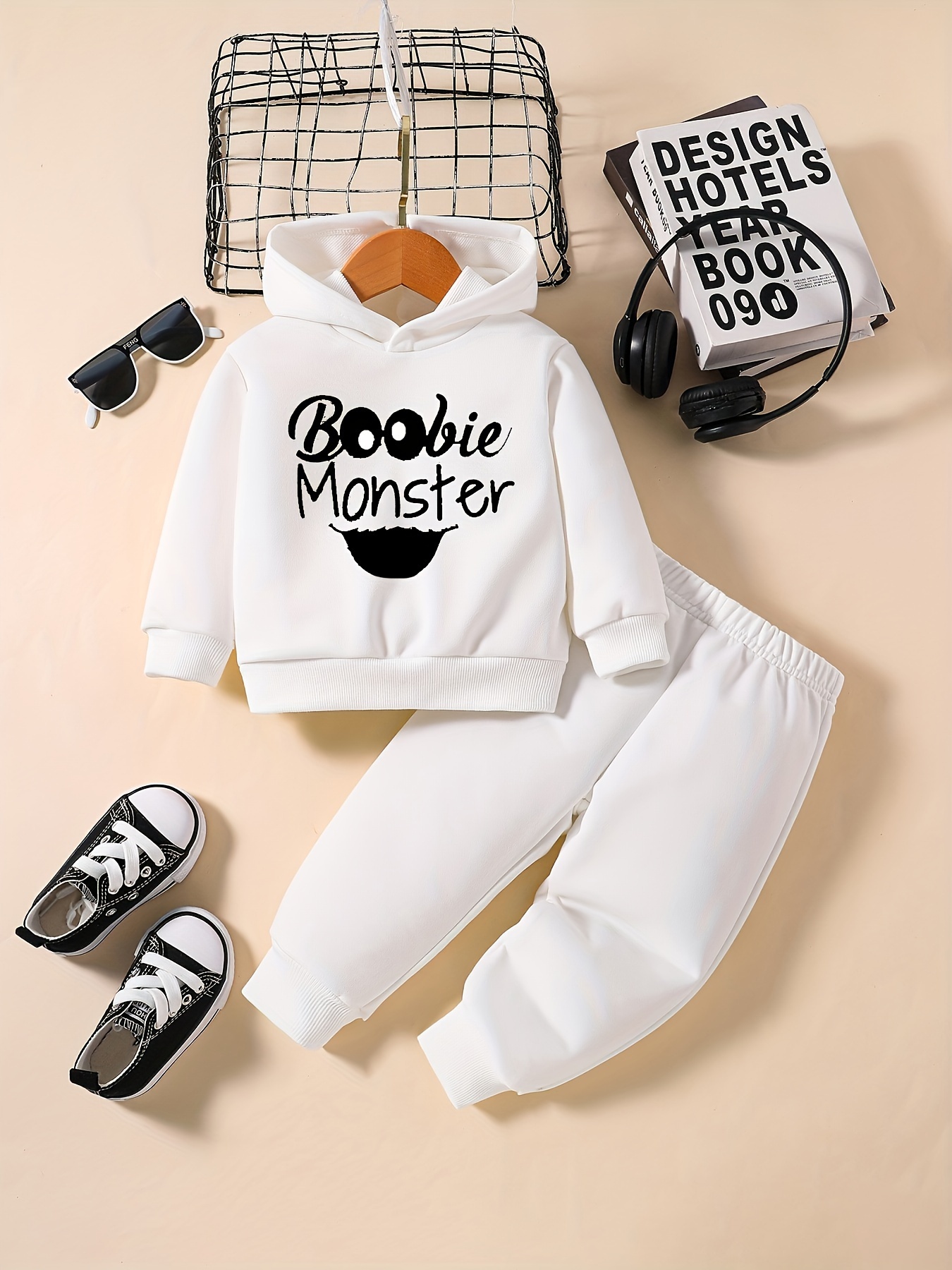Stylish Baby Girls Hooded Sweatshirt Set Letter Print - Temu