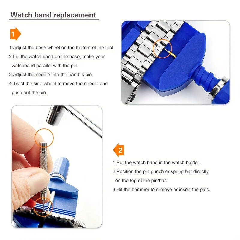 147pcs Watch Repair Tool Set, Case Opener Spring Bar Strap Link Tool Set With Carrying Pouch, Watch Battery Replacement Assistant, Multifunctional Tool details 3