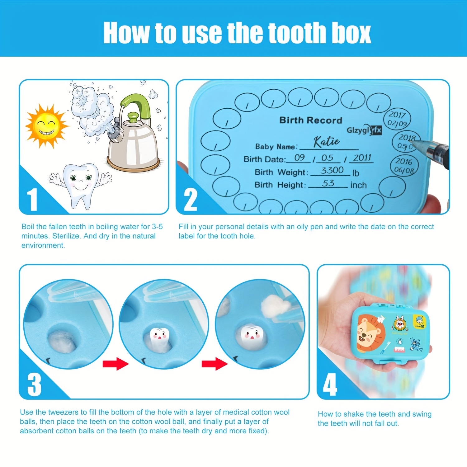 Aitsite - Cajas para guardar los dientes de leche 