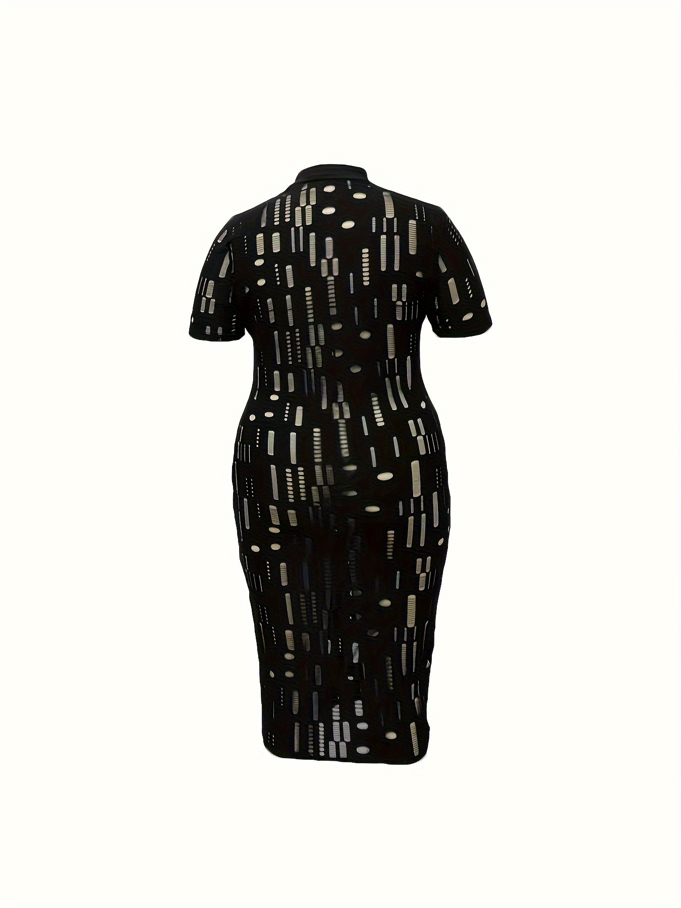 Bodycon Dresses, Midi, Black, White, Plus Size