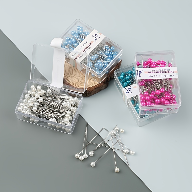 VILLCASE 500pcs Colored Glass Head pin Bead Needle