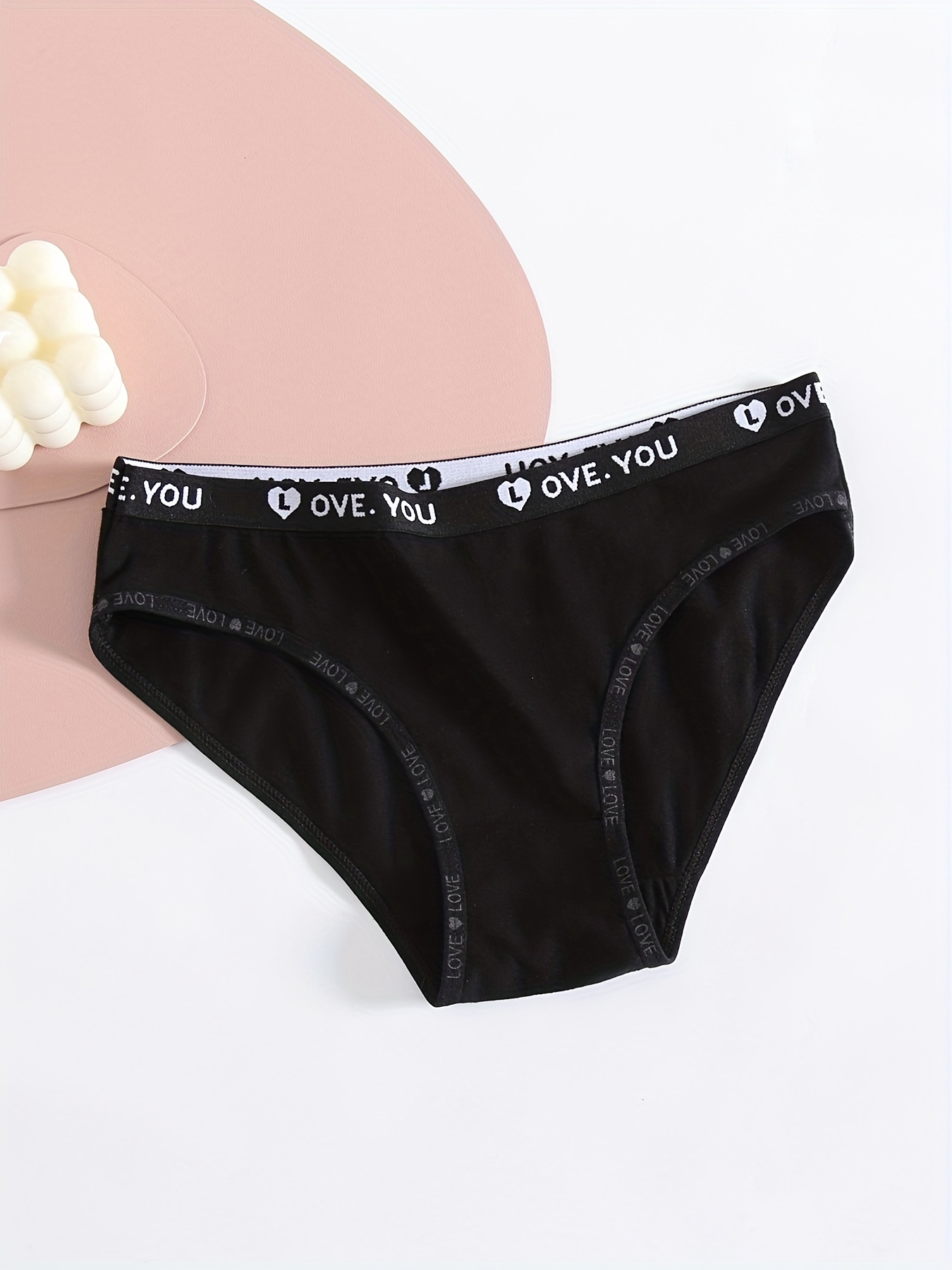5pcs Letter Tape Briefs, Breathable & Comfy Stretchy Intimates Panties,  Women's Lingerie & Underwear