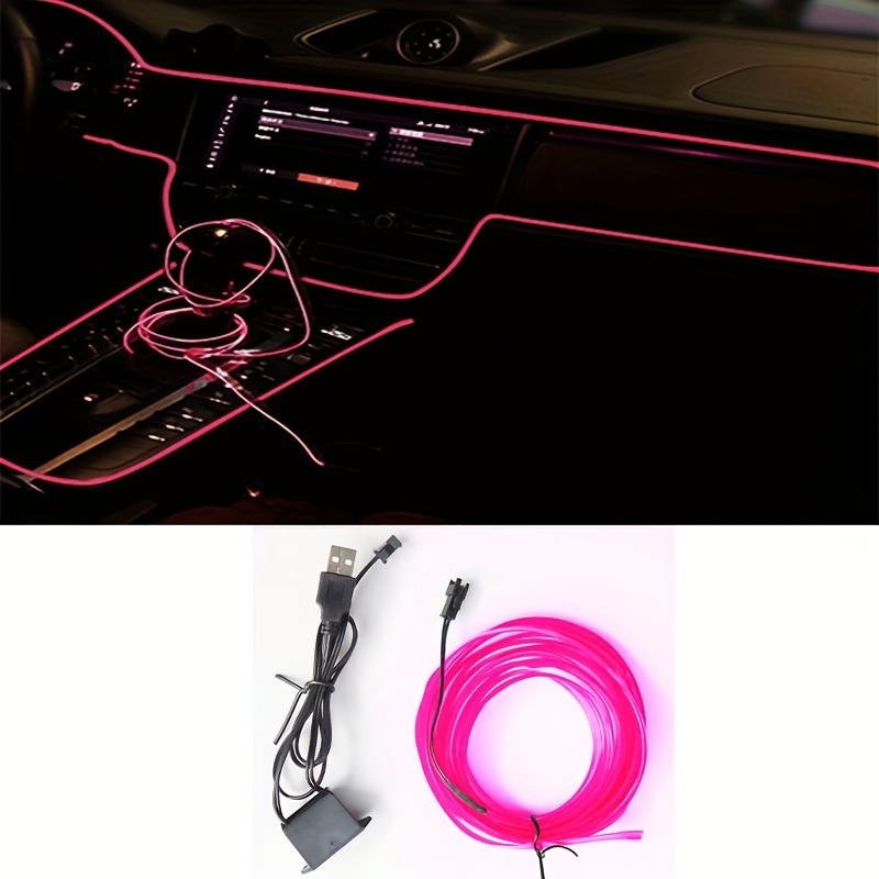 Pink LED Auto Car Interior Decor Atmosphere Wire Strip Light Lamp  Accessories