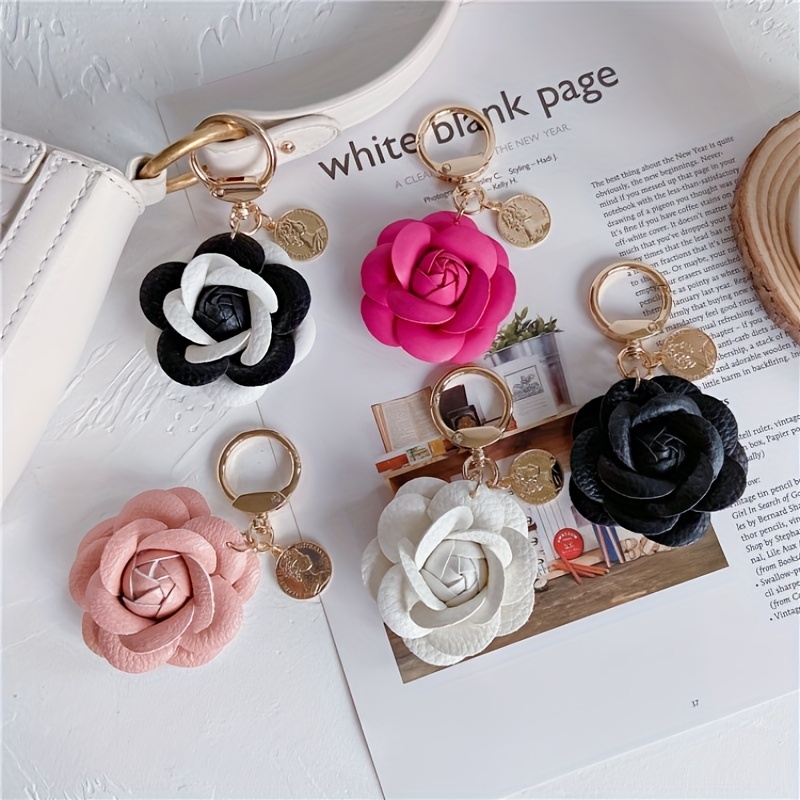 Luxurious Faux Leather Camellia Car Keychain - A Perfect Accessory For Your  Backpack! - Temu