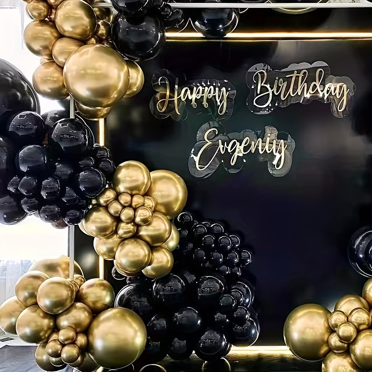 Kit de arco de guirnalda de globos negros y dorados, globos de látex con  confeti dorado de 18, 12, 10, 5 pulgadas, globos metálicos dorados y  negros