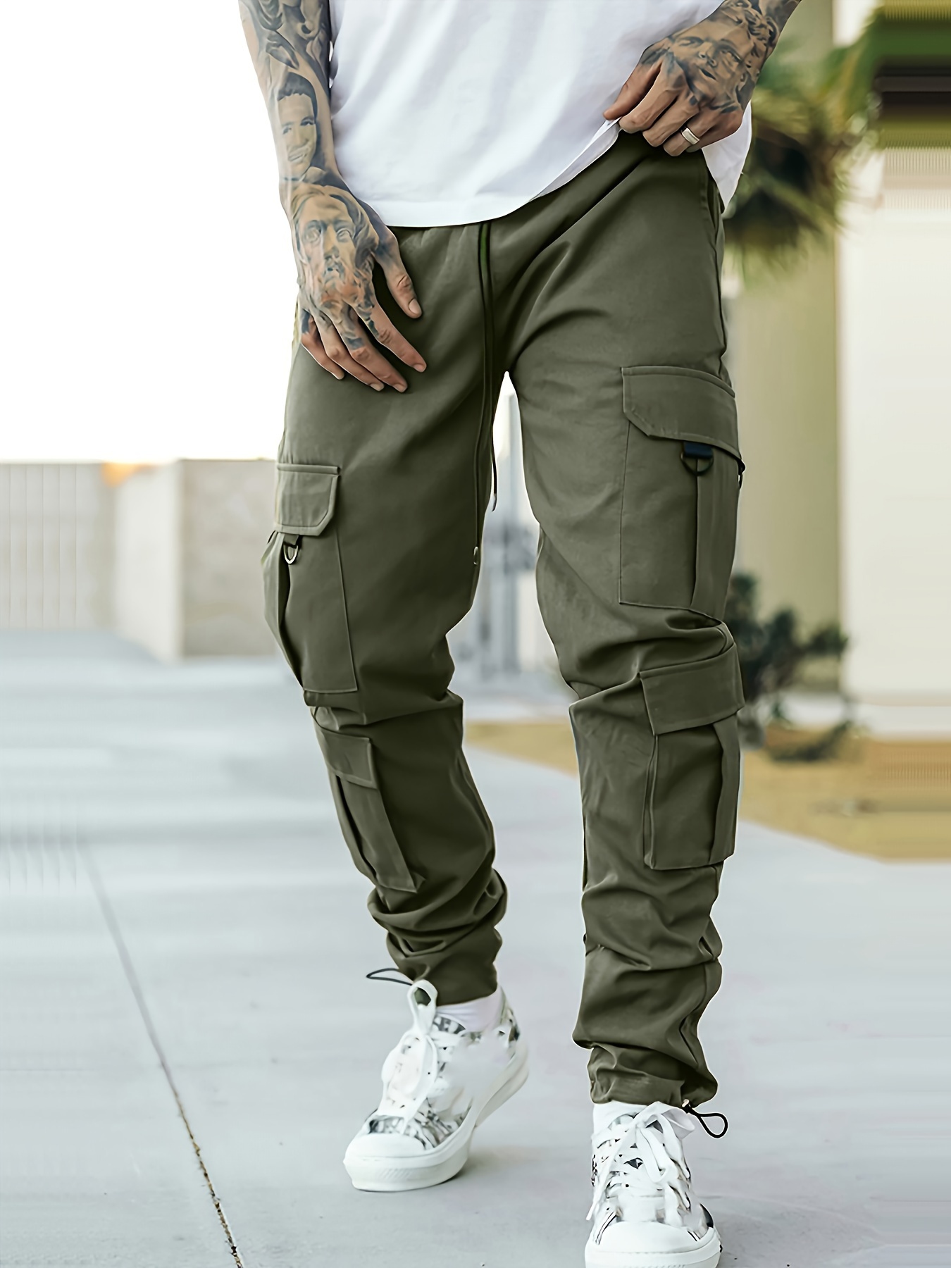 Solid Y2k Loose Cargo Pants Outdoor Athletic Workout Pants - Temu