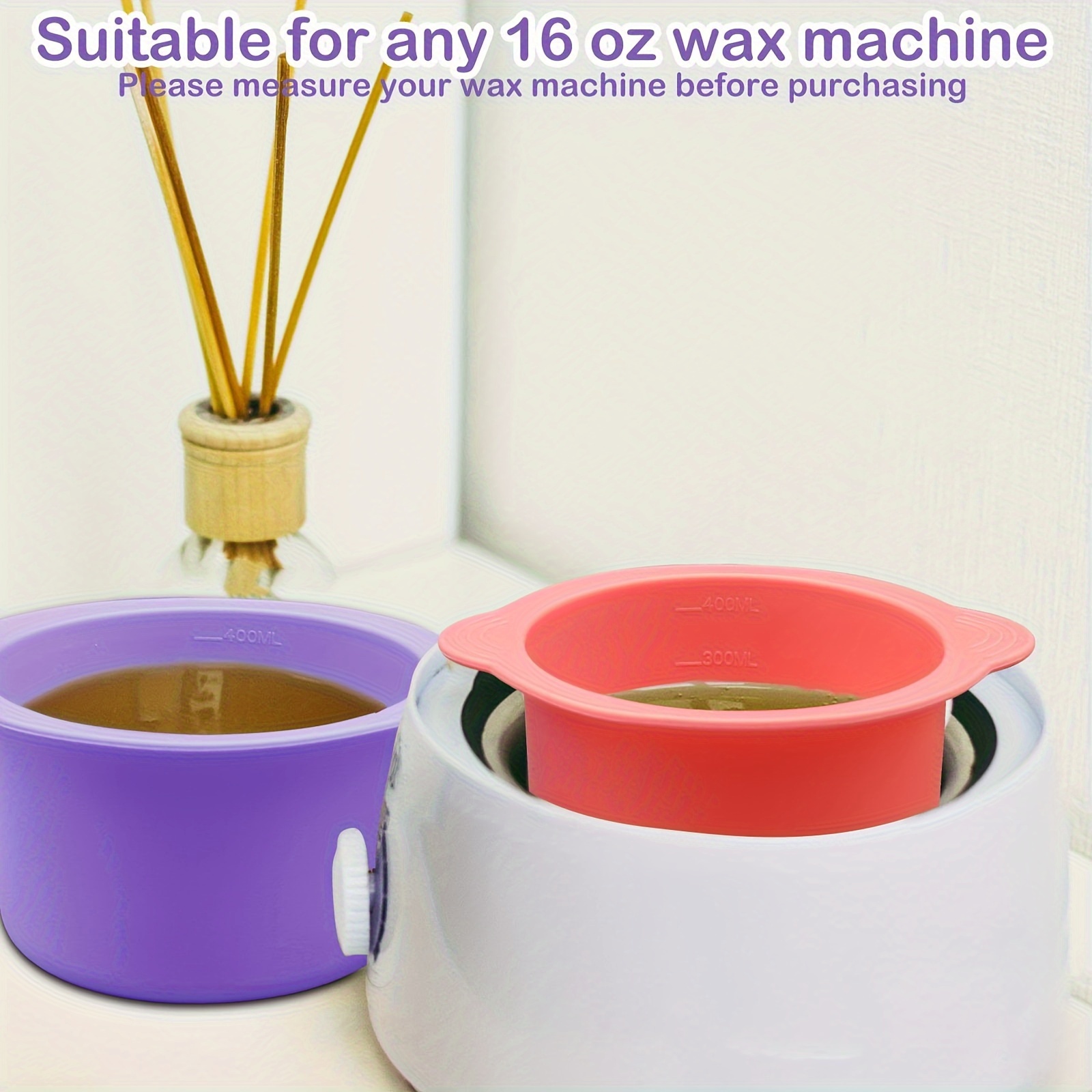 2Pcs Silicone Wax Pot with 1Pc Wax Spatula, Wax Bowl for Hair