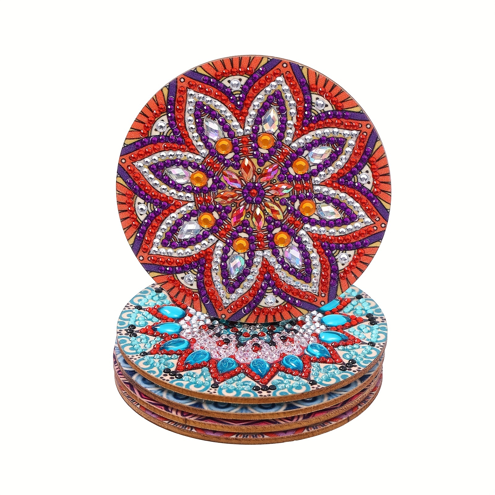 4/6/8Pcs Diamond Coasters with Holder DIY Mandala Coasters Diamond Painting  Kits for Beginners, Adults Kids Art Craft Supplies