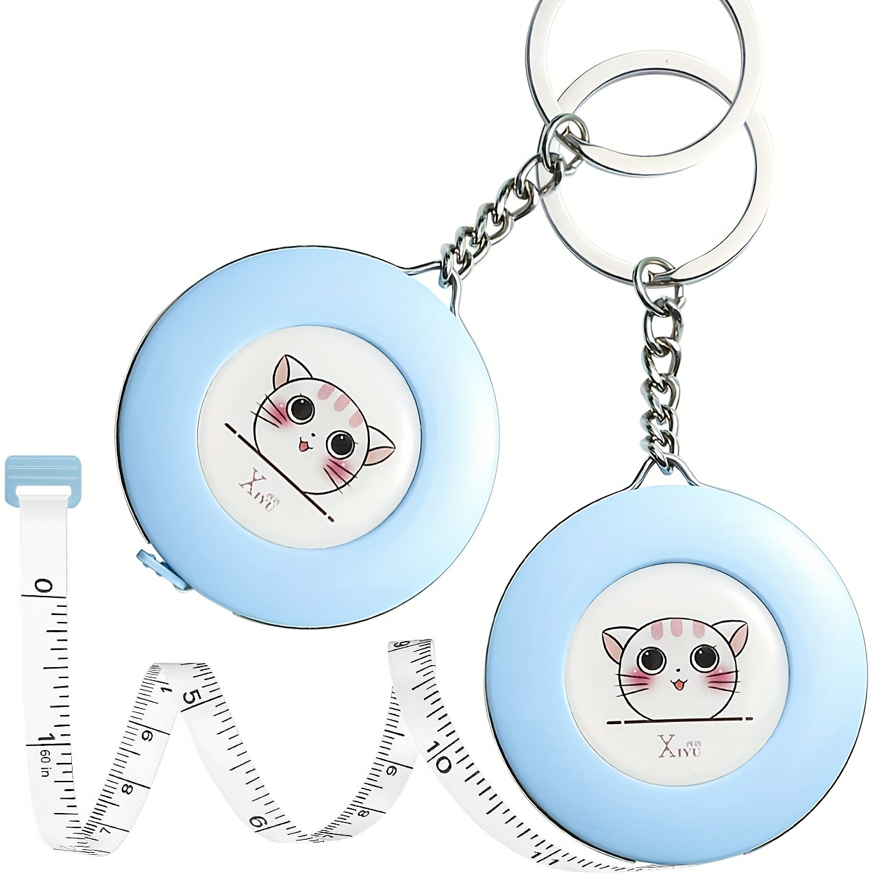 Cartoon Keychain Measuring Tape - Retractable Tape Measure with Keychain  for Sewing and Ruler