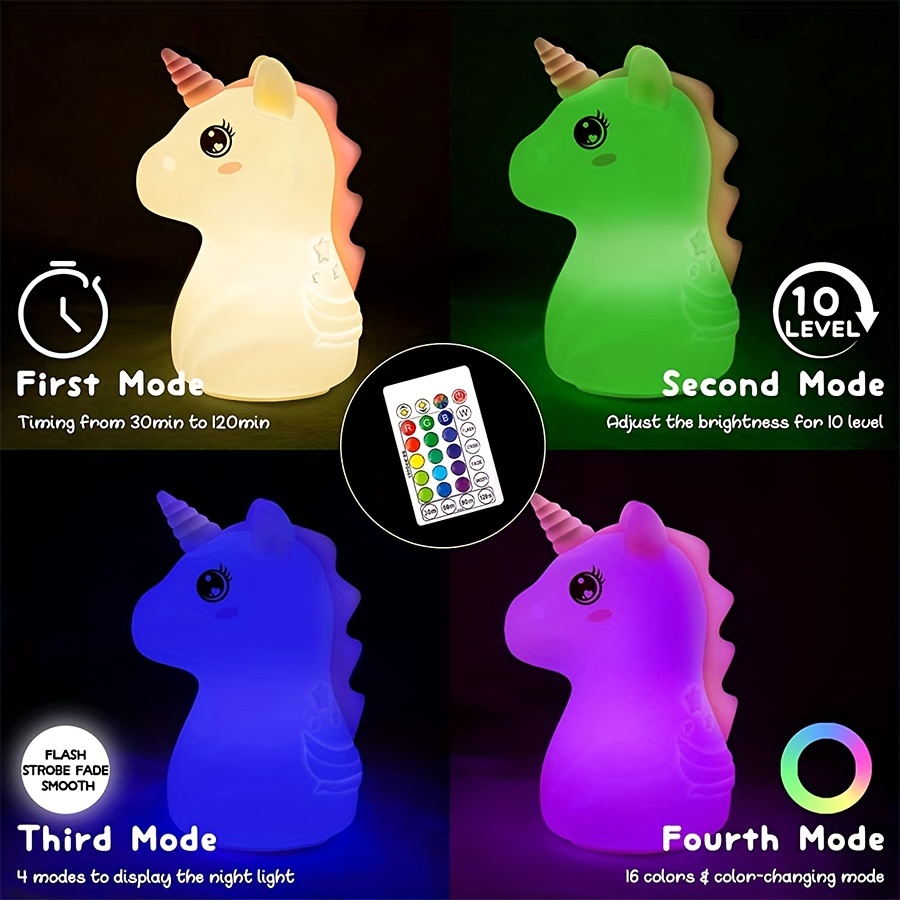 1 Veilleuse Rechargeable En Silicone Avec 16 Couleurs Changeantes De  Licorne Avec Télécommande, Pour Chambre À Coucher, Cadeau De Noël - Temu  France