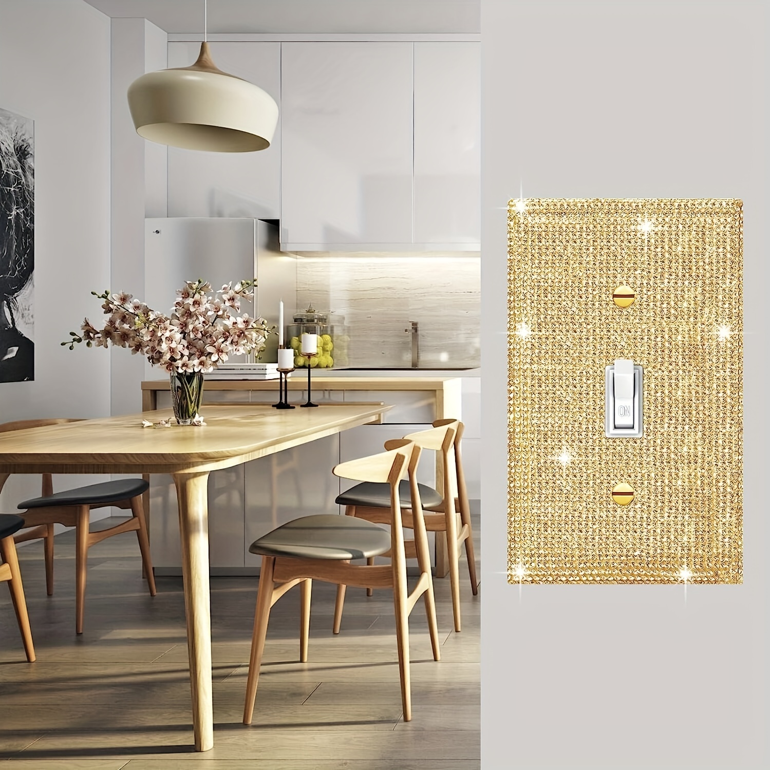 Shiny Rhinestones Outlet Covers Wall Plate Imitation Wood - Temu