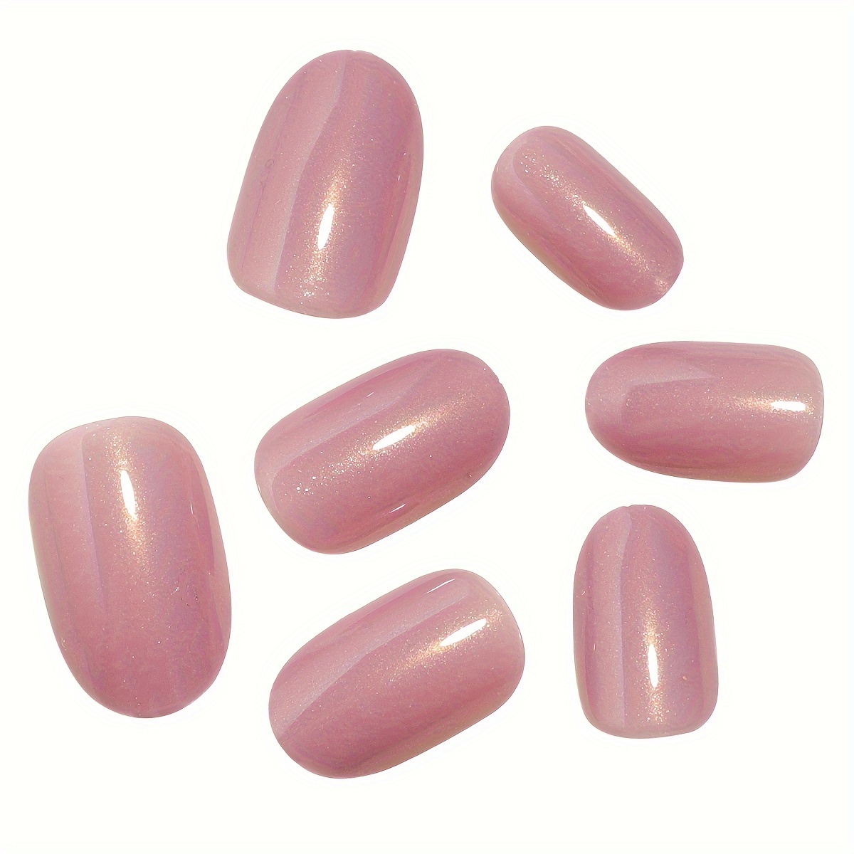 24pcs mid length oval shape press on nails solid color fake nail full cover nails for women details 26