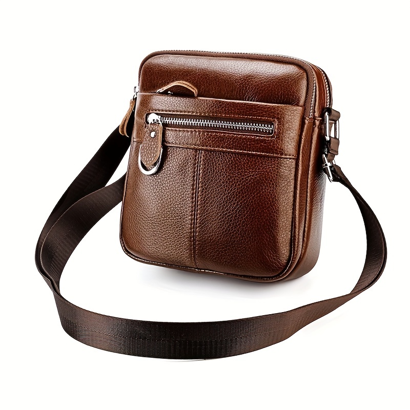 Men's Genuine Leather Crossbody Bag, Casual Vertical Shoulder Bag For  Travel - Temu