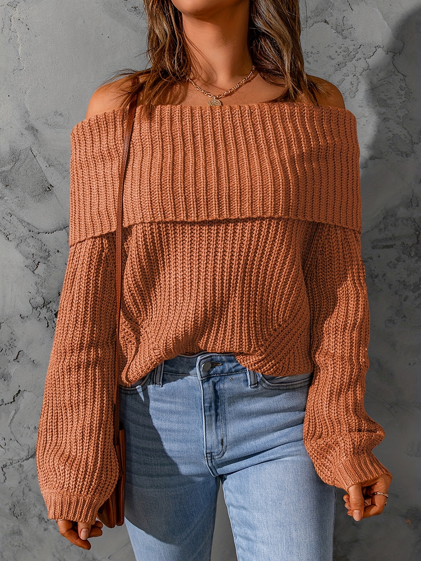 Rust off 2025 the shoulder sweater