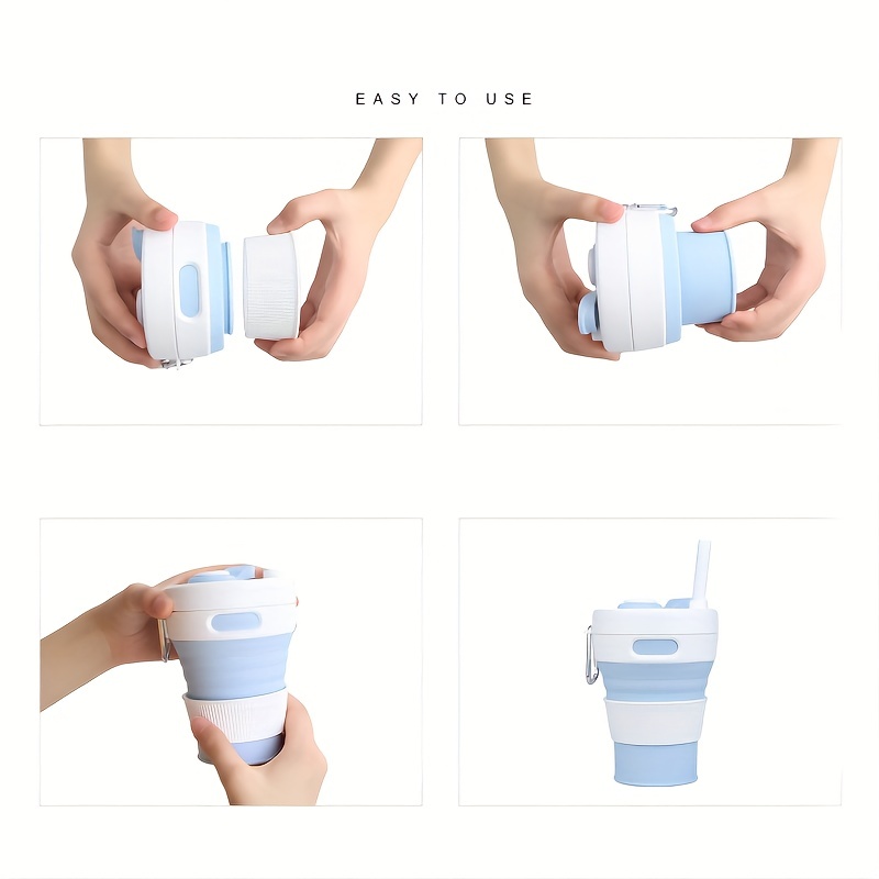 Foldable Coffee Cup With Handle And Lid Creative Portable - Temu