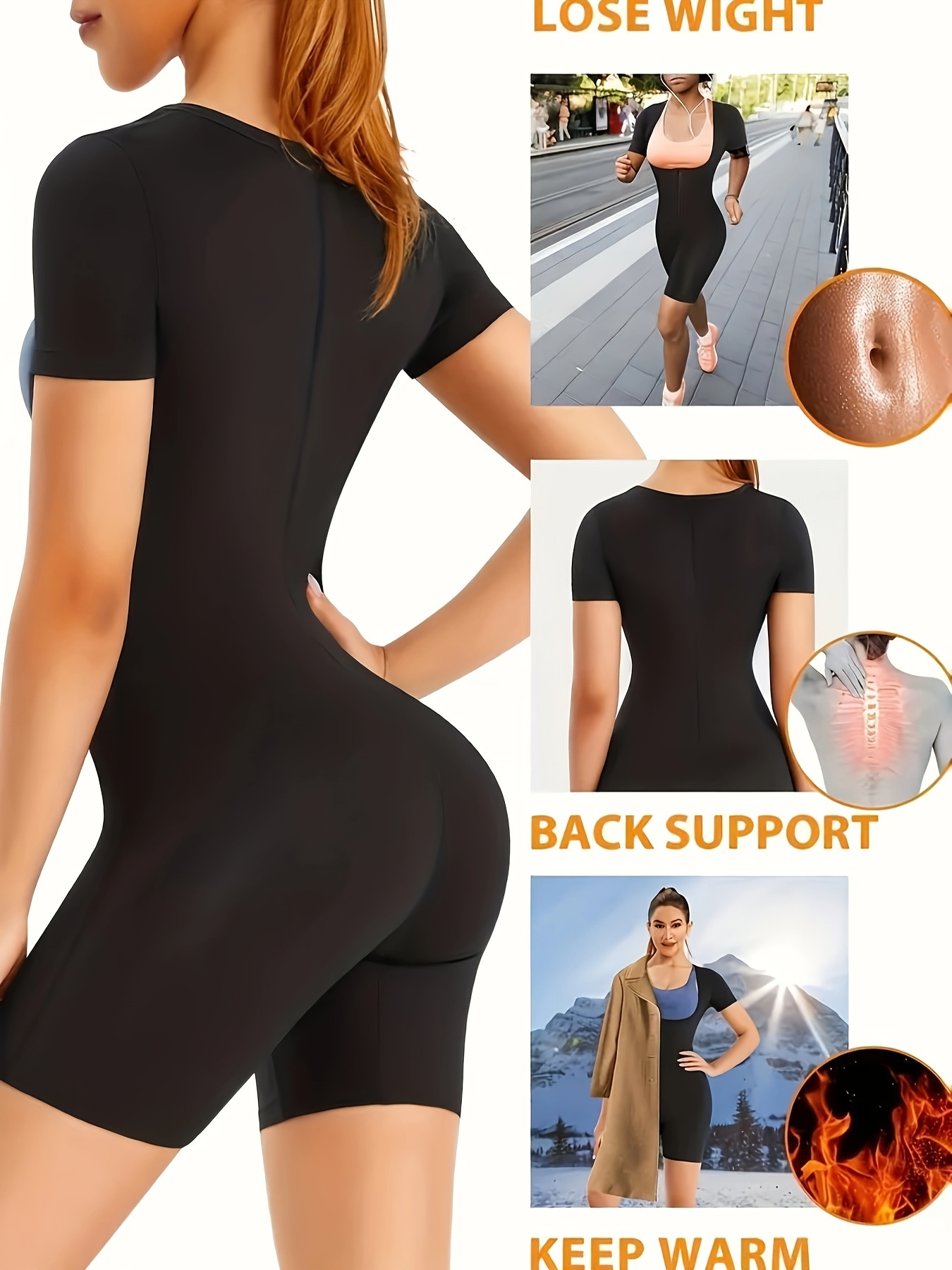 Short Sleeve Zipper Sports Shaping Bodysuits Women Sauna - Temu Canada