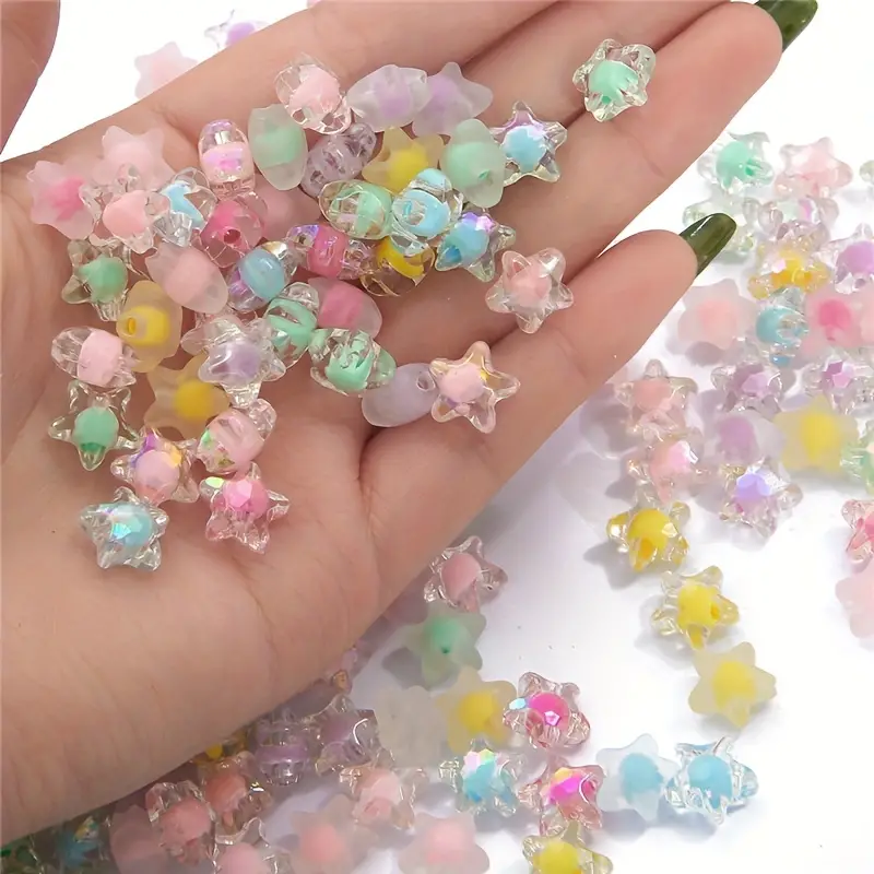 Acrylic Mixed color Five pointed Star Beads Handmade - Temu
