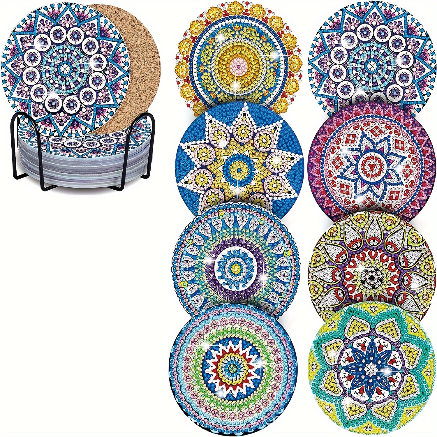 Diamond Painting Kits, Diamond Painting Coasters with Holder, 3.9 Diamond  Art Coasters DIY Mandala Cup Coasters Diamond Art Kits Box for