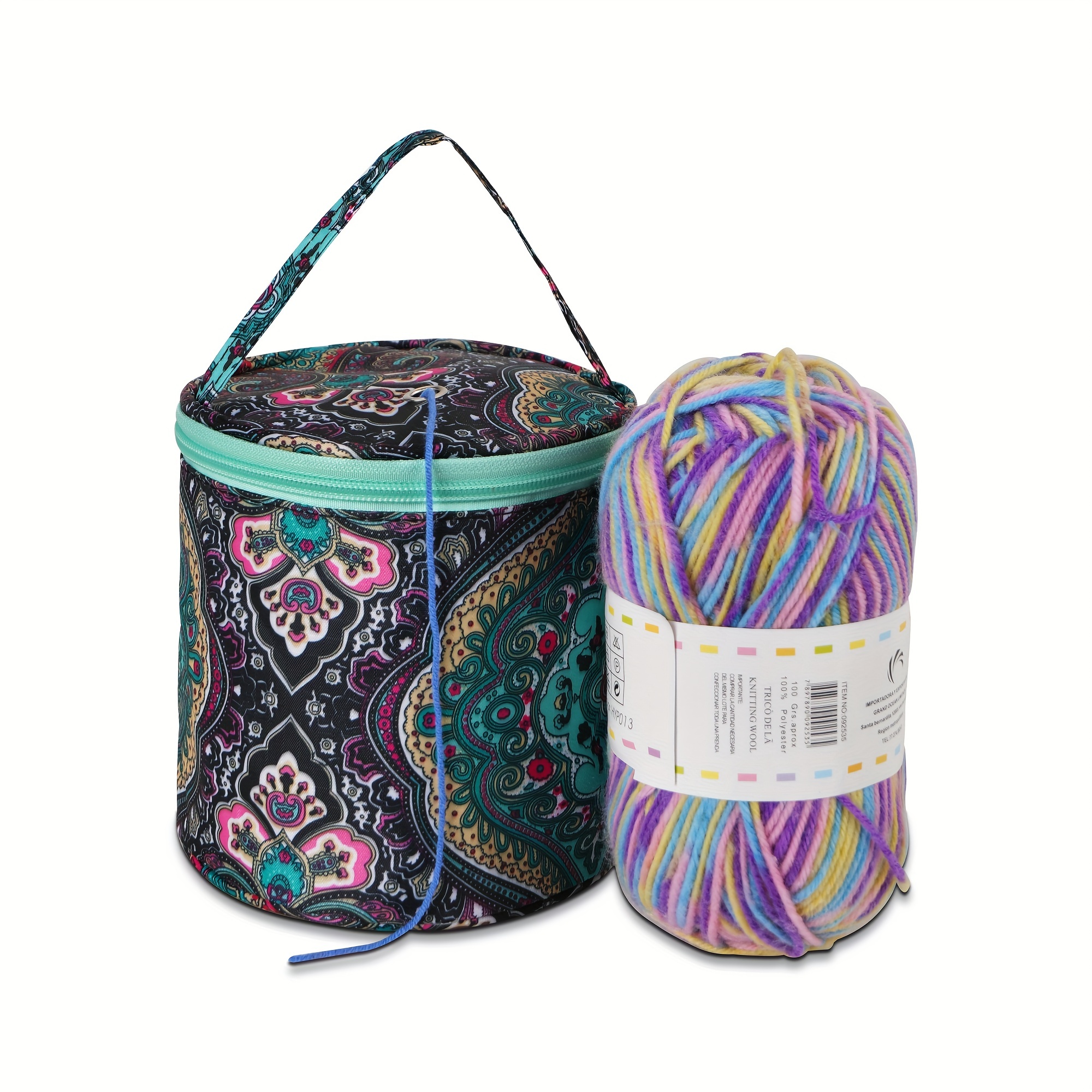 1pc Round Knitted Storage Bag, Knitted Crochet Yarn Bag, Crochet Thread  Organizer Bag, For Holding Yarn Ball, Crochet Storage Kit, Dustproof Zipper  Bag, Gift For Mom, Gift For Wife
