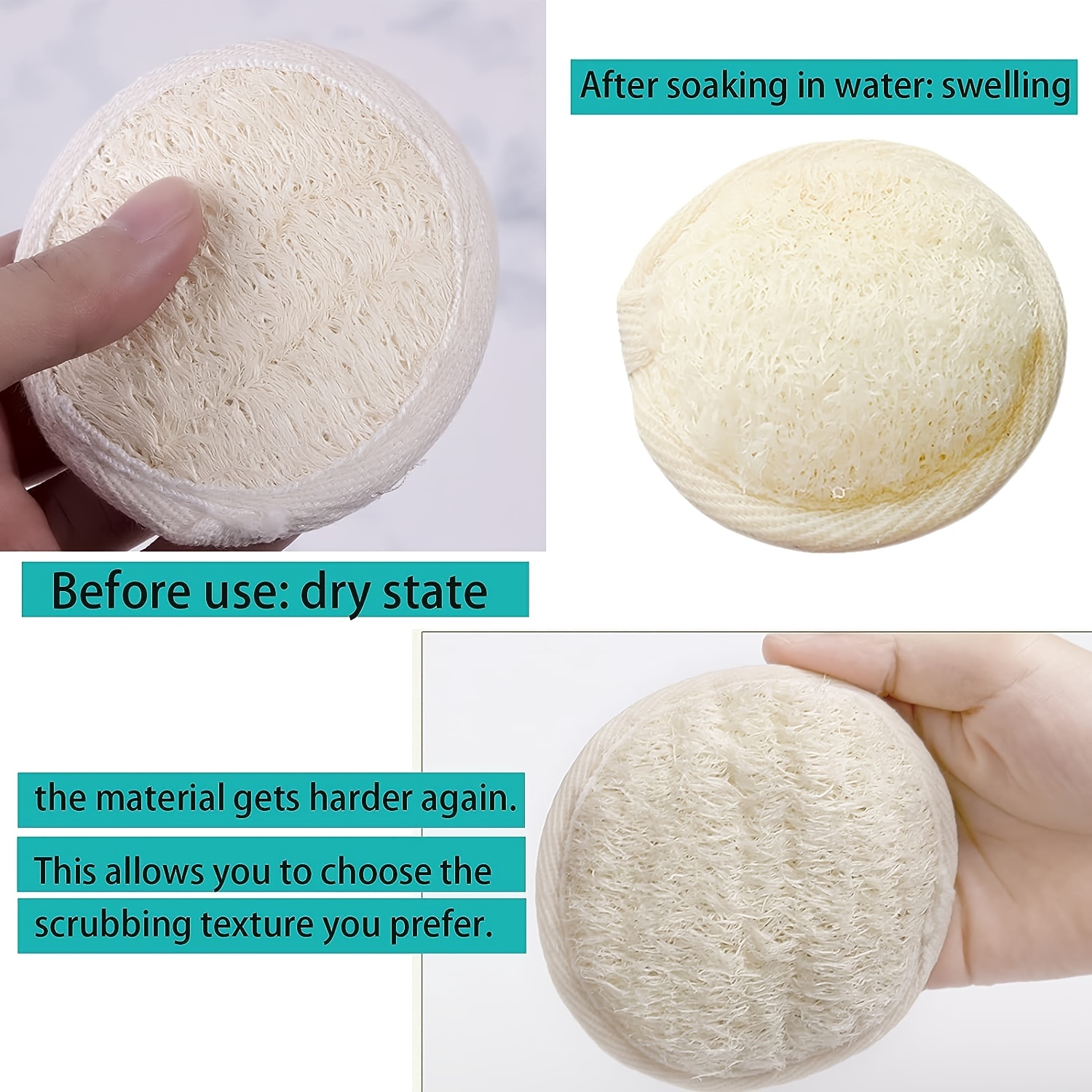 5/10pcs Natural Loofah Pads, Face Exfoliator Pad Scrubber Handheld Luffa Pad Sponges Suitable For Bathing, Showering, Spa Facial Cleansing Available For Men And Women