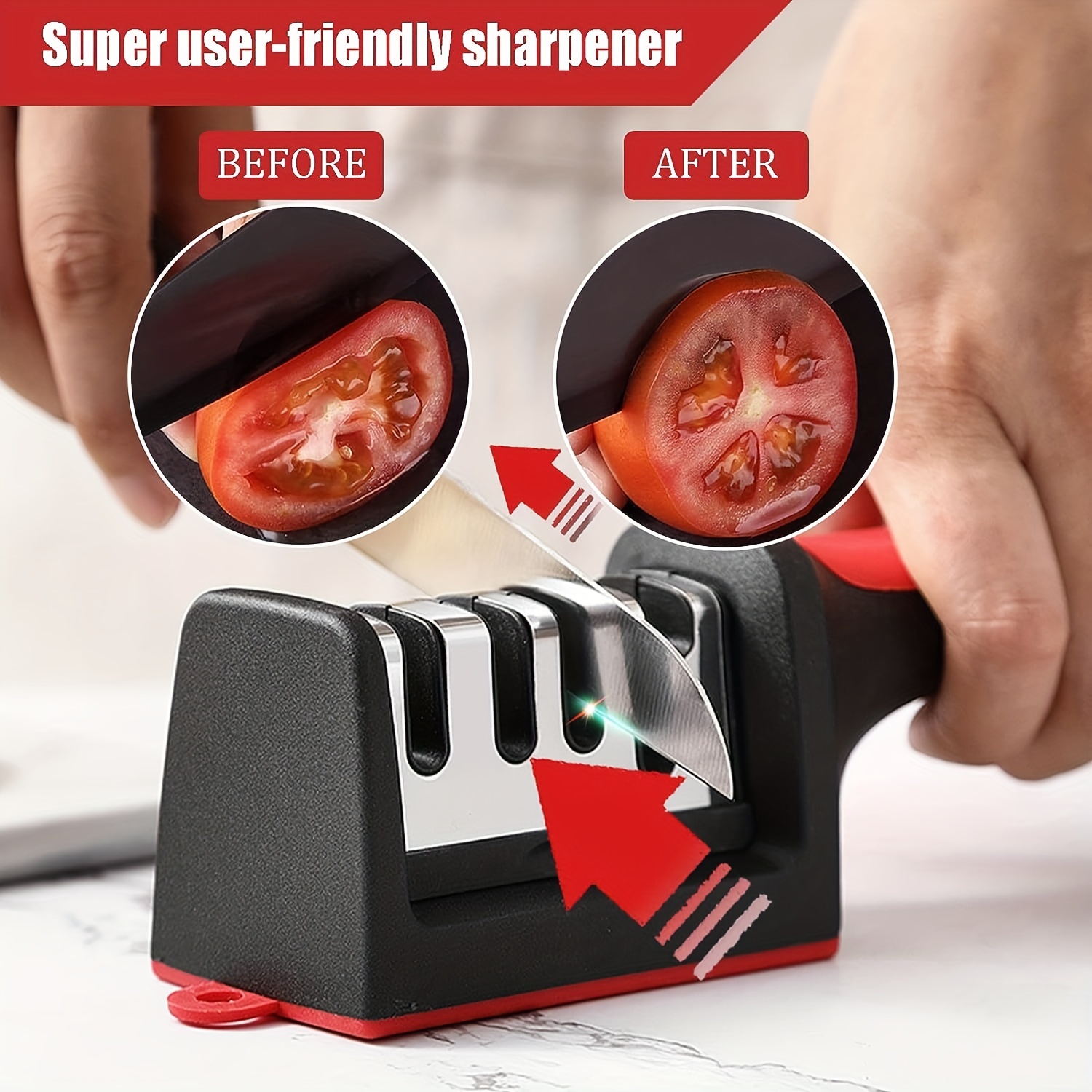 Knife Sharpeners for Kitchen Knives– Stainless Steel 4 in1 Kitchen