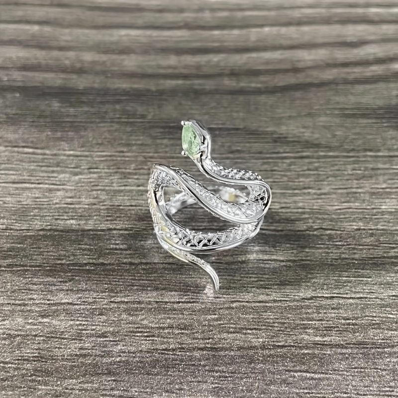 Men's Sea Topaz Snake Open Ring