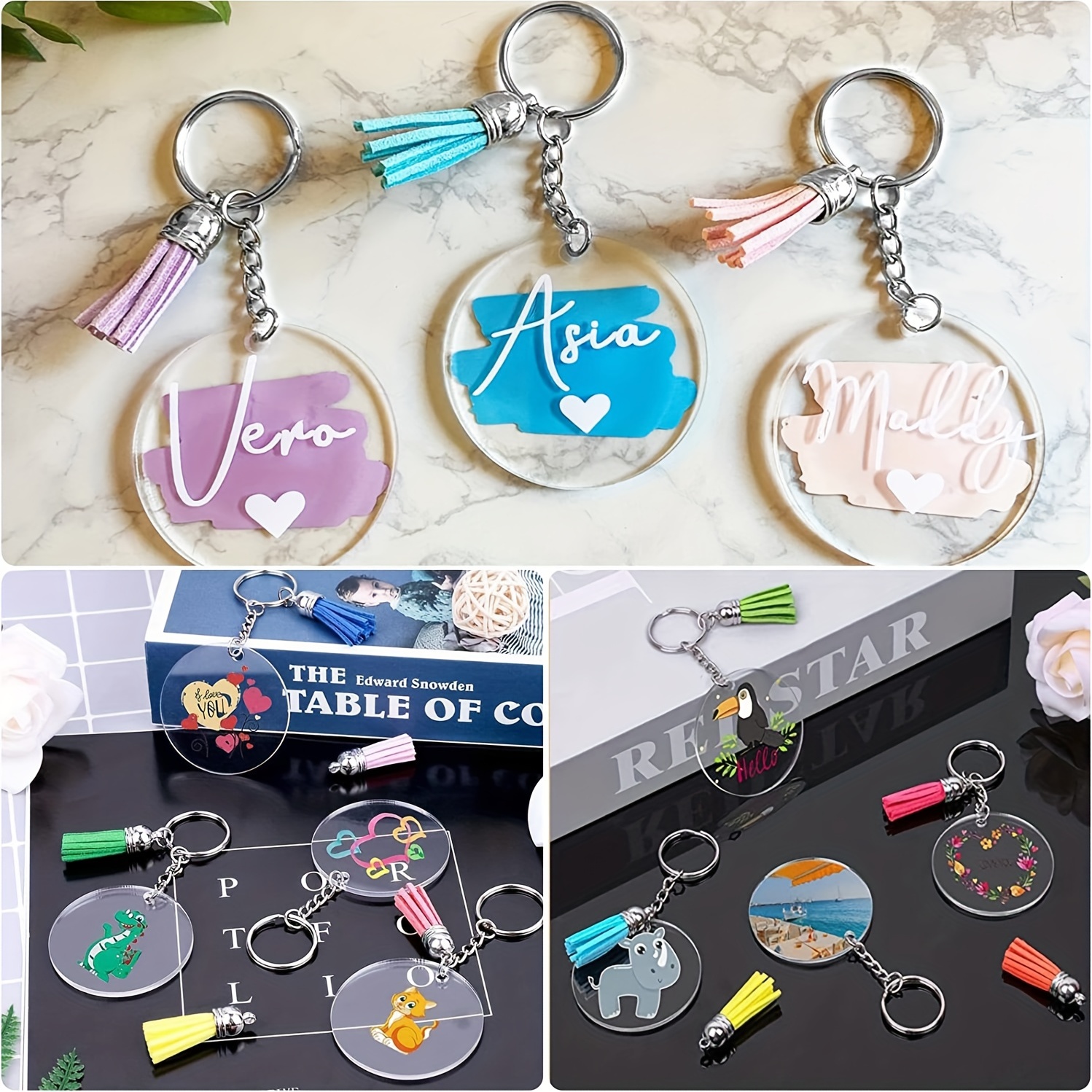 Acrylic Keychain Blank Set, Transparent Round Acrylic Blank Bulk (5  Inches), Suitable For Vinyl Resin Craft Project Diy - Jewelry Findings &  Components - AliExpress