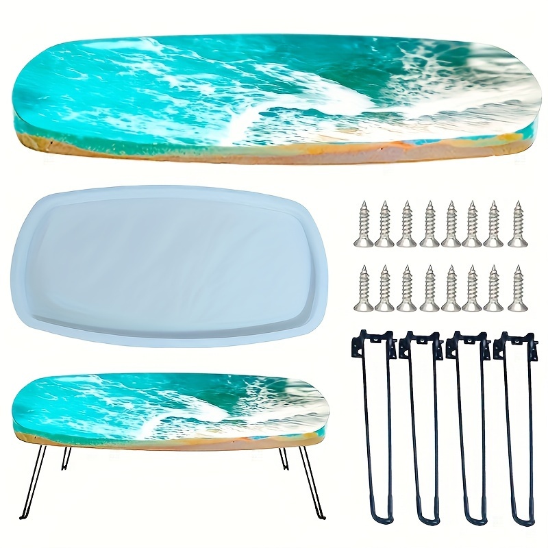 

1set Resin Table Mold, Square Oval River Table Silicone Mold, 3 Hairpin Legs Table, Epoxy Resin Countertop Mold, Feature Board, River Table, Diy Art Home Decoration