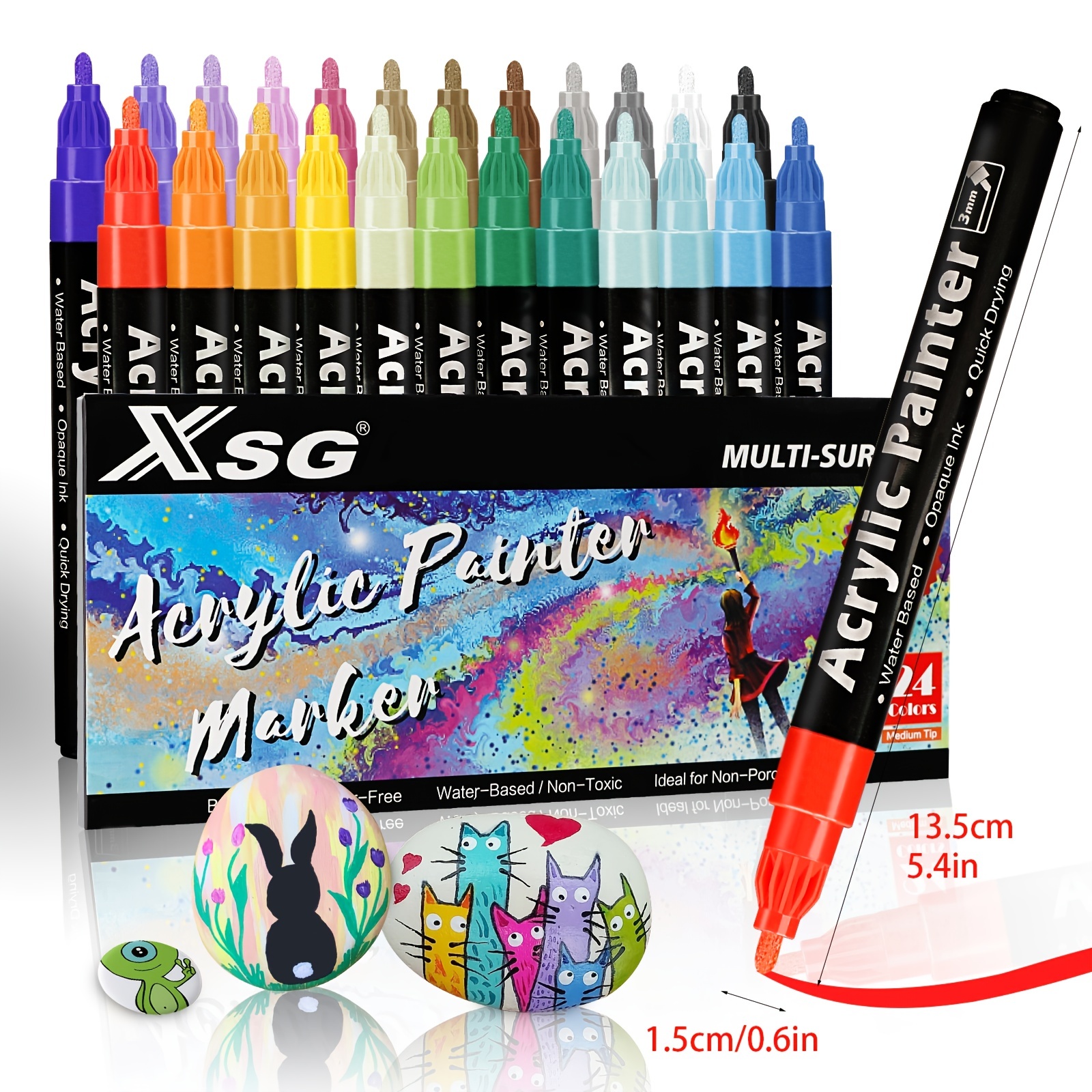 Acrylic Paint Pens Markers Permanent 25 Colors Fine Tip Paint Pens For Rock  Painting Wood Glass Fabric Paper Ceramic Stone Arts And Crafts For Adults  Students Birthday Christmas Gift For Girls Boys 