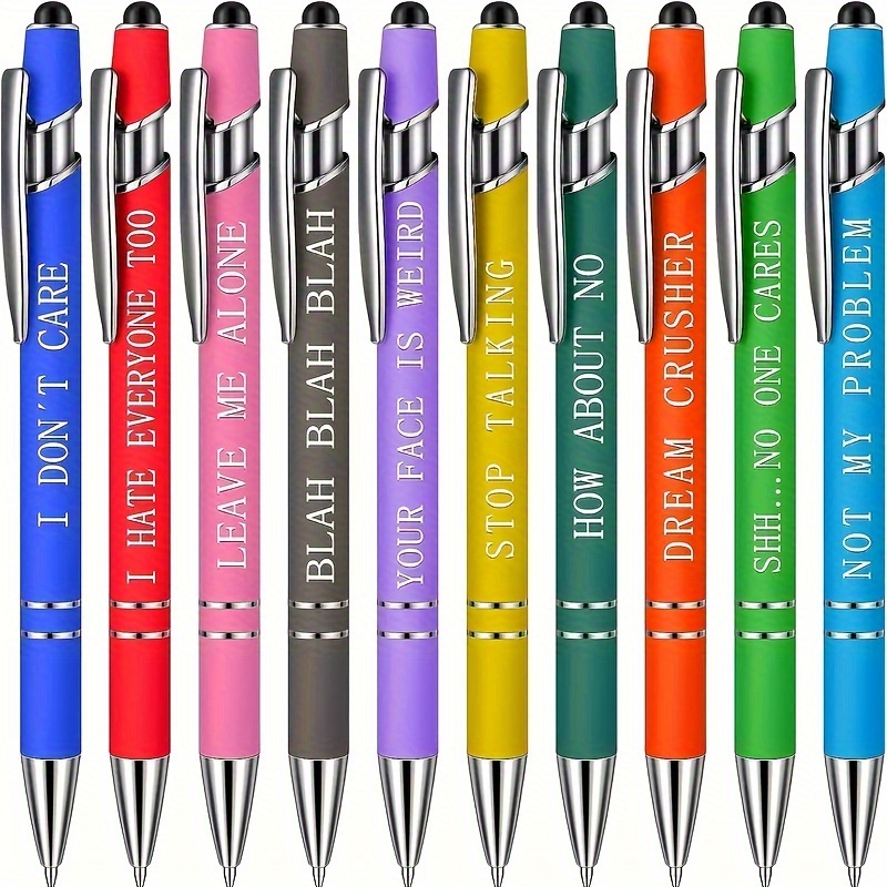 

Interesting Colorful Capacitive Touch Ballpoint Pen Set, Office Inspirational Motto Ballpoint Pen, 10pc Set, Gift Pen Set, Press Ballpoint Pen Set