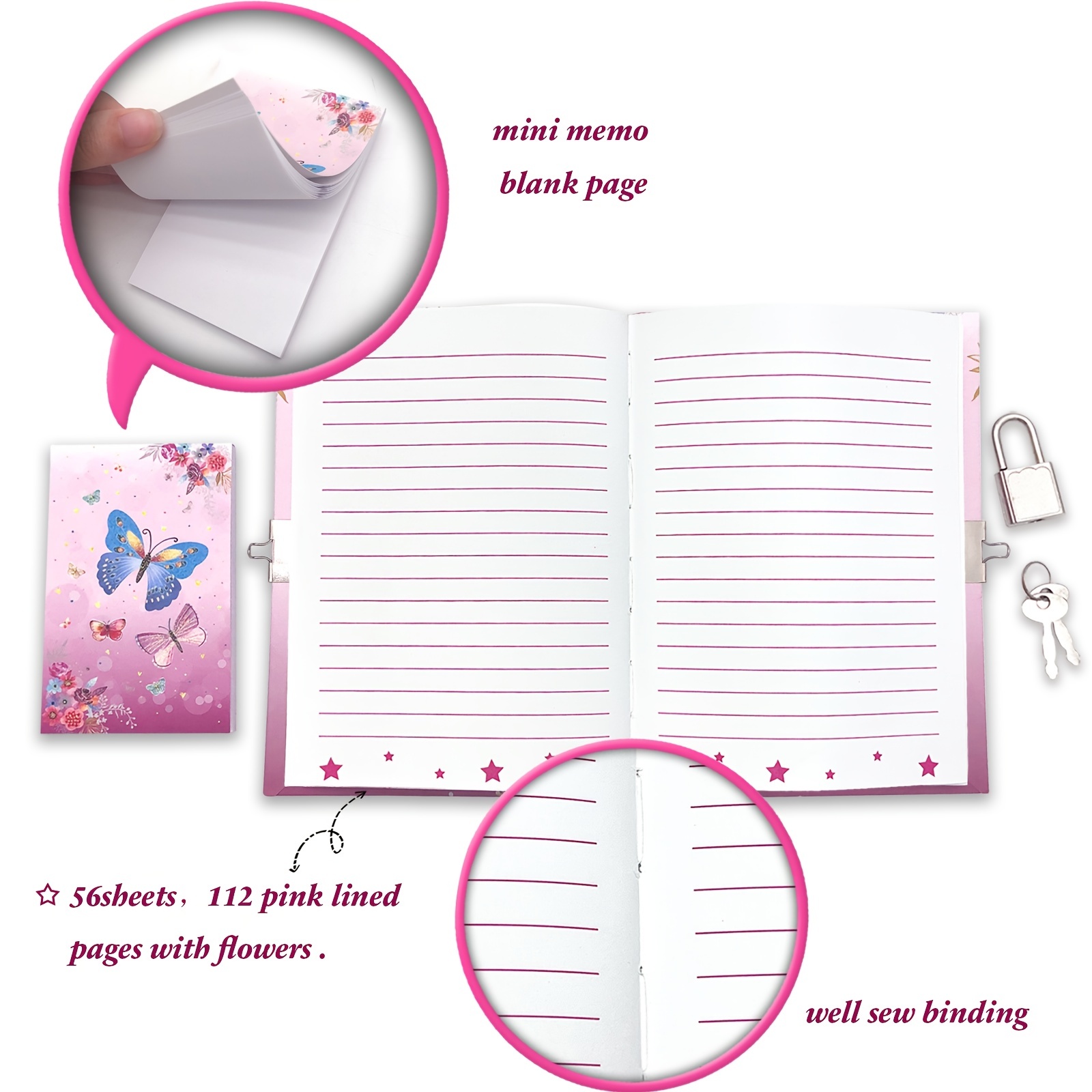 ZXHQ Diario con lucchetto per ragazze e donne, diario con lucchetto segreto  con motivo squisito, quaderno per scrivere diario in ecopelle ricaricabile,  dimensioni A5 (8,5 × 5,9 pollici) Stile 12 : 