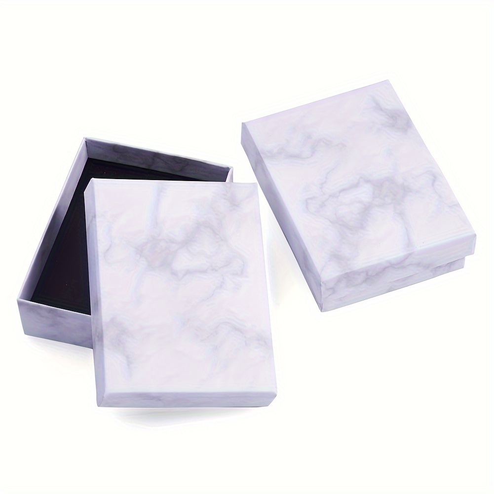 

24pcs White Elegant Style Marbled Jewelry Boxes, 9.1x7.1x2.8cm, Black Sponge Inside, Used For Daily Mass Gift Giving Packaging Display Jewelry Accessories Decorative Boxes