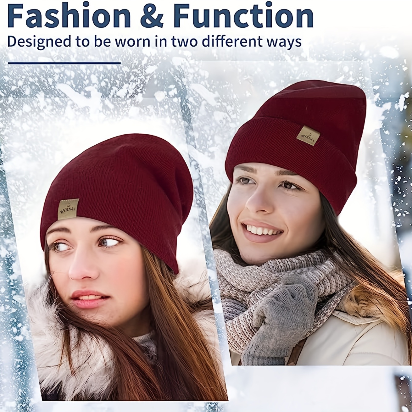 Beaniee Bonnet en tricot thermique coupe-vent, bonnet d'hiver doux et  confortable au quotidien, bonnet de sport pour les loisirs en plein air,  bonnet